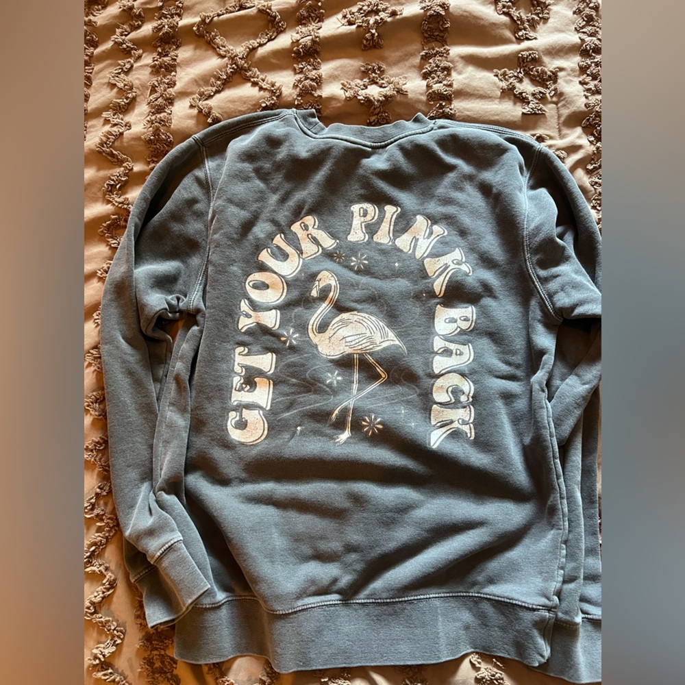 Get Your Pink Back Pigment Dyed Grey Crewneck